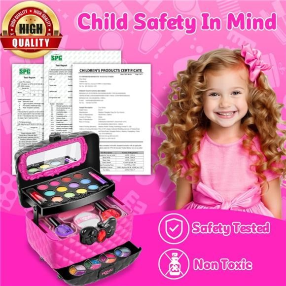 41 Pcs Makeup Kit, Washable Makeup Set Toy with Cosmetic Case  For Kids - Picture 6 of 6